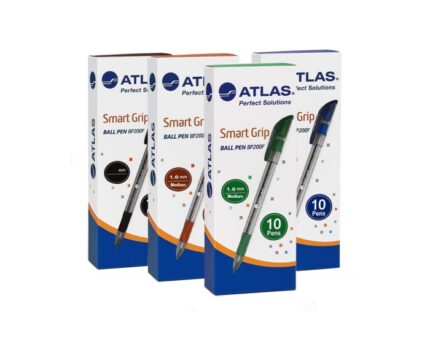 Boite de 10 stylos à Bille Atlas Smart Grip à pointe medium 0.1 mm coloris au choix (BP200M)