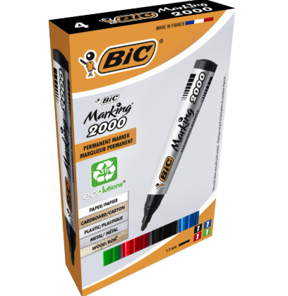 Pochette de 4 Marqueurs Permanents BIC Marking 2000