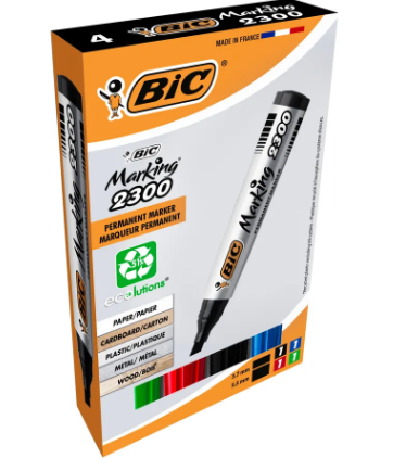 Pochette de 4 Marqueurs Permanents BIC Marking 2300