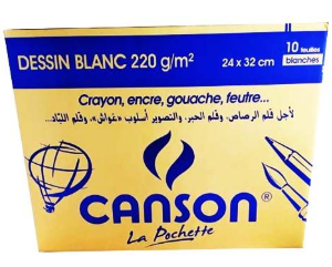 Papier Canson Blanc 220G 24x32 cm